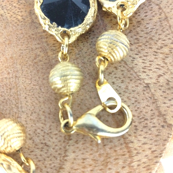 Black, White & Gold Beaded Matinee Necklace - Picture 5 of 5